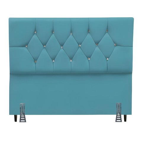 Cabeceira para Cama Casal 140 Cm Melisse com Frame Suede:azul Turquesa