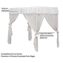 Dossel em MDF com Laços e Voal para Camas Branco Pura Magia - 3