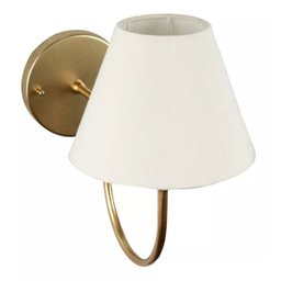 Arandela Luminaria de Parede Curvada Dourado em Aluminio Bivolt com Cupula Bege Algodao - 5