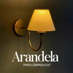 Arandela Luminaria de Parede Curvada Dourado em Aluminio Bivolt com Cupula Bege Algodao - 2
