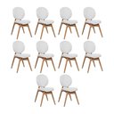 Ver imagem 1 de Kit 10 Cadeiras de Jantar Lotus Estrutura Aço Carbono Laminado Natural com Estofado Linho Cru