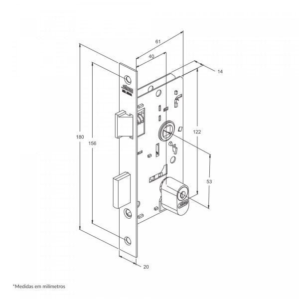 Fechadura Externa Espelho Inox 40mm 803/33 Gorje Stam - 3