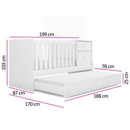 Berço Bicama Multifunção Amore Branco Atóxica Móveis Estrela - 13 Berço Bicama Multifunção Amore Branco Atóxica Móveis Estrela - 13