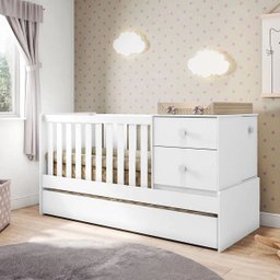 Berço Bicama Multifunção Amore Branco Atóxica Móveis Estrela - 10 Berço Bicama Multifunção Amore Branco Atóxica Móveis Estrela - 10