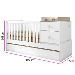 Berço Bicama Multifunção Amore Branco Atóxica Móveis Estrela - 12 Berço Bicama Multifunção Amore Branco Atóxica Móveis Estrela - 12