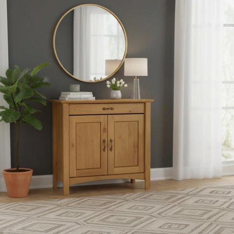 Balcão Buffet 2 Portas com Gaveta em Madeira Maciça Carvalho