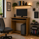 Ver imagem 3 de Mesa Escrivaninha Prática Home Office para Computador - Freijó