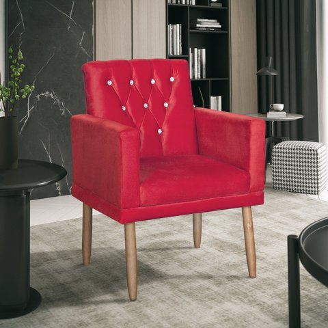 Poltrona Sky para Sala de Estar Decorativa Vermelha - Bela Móveis