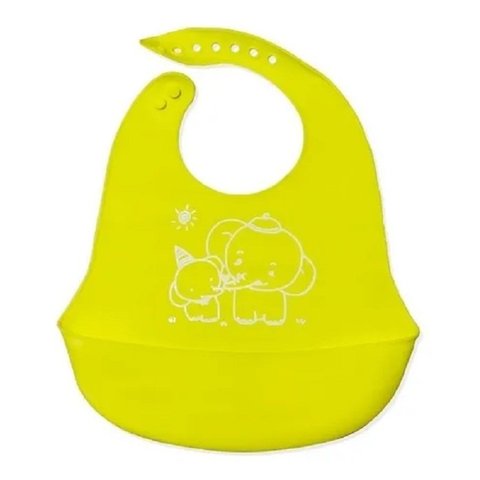 Babador Cata Migalhas em Silicone Reutilizável para Bebê Amarelo Unyhome.