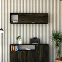 Ver imagem 6 de Armário Aéreo com Nicho e Porta Basculante 35x135x35cm Wlnp135 Carvalho Dark - Branco