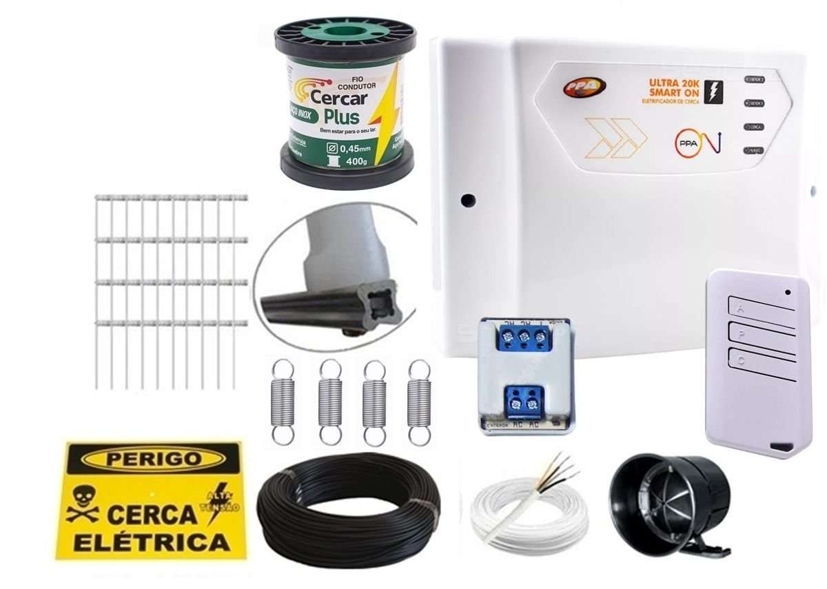Kit Cerca Elétrica para 30 Metros Central Ultra 20k Smart On com Modulo Arme e Desarme Via App - 1