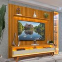 Ver imagem 6 de Rack com Painel Ripado para TV até 85 Polegadas com LED 100% MDF 266,8cmx237cm Pés em Madeira Maciça Mad Esp Nobre Clean Requinte Luminare