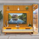 Ver imagem 7 de Rack com Painel Ripado para TV até 85 Polegadas com LED 100% MDF 266,8cmx237cm Pés em Madeira Maciça Mad Esp Nobre Clean Requinte Luminare