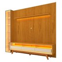 Ver mais imagens de Rack com Painel Ripado para TV até 85 Polegadas com LED 100% MDF 266,8CMX237CM Pés em Madeira Maciça Mad Esp Nobre Clean Requinte Luminare