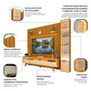 Ver imagem 5 de Rack com Painel Ripado para TV até 85 Polegadas com LED 100% MDF 266,8cmx237cm Pés em Madeira Maciça Mad Esp Nobre Clean Requinte Luminare