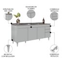 Ver imagem 3 de Balcão de Cozinha com Pia Inox 180cm 4 Portas Dallas Cinza Claro - Lumil Lumil Móveis