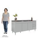 Ver imagem 5 de Balcão de Cozinha com Pia Inox 180cm 4 Portas Dallas Cinza Claro - Lumil Lumil Móveis