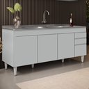 Ver imagem 2 de Balcão de Cozinha com Pia Inox 180cm 4 Portas Dallas Cinza Claro - Lumil Lumil Móveis
