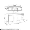 Ver imagem 4 de Balcão de Cozinha com Pia Inox 180cm 4 Portas Dallas Cinza Claro - Lumil Lumil Móveis