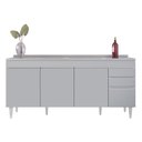 Ver imagem 6 de Balcão de Cozinha com Pia Inox 180cm 4 Portas Dallas Cinza Claro - Lumil Lumil Móveis