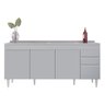 Balcão de Cozinha com Pia Inox 180cm 4 Portas Dallas Cinza Claro - Lumil Lumil Móveis - 6