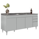 Ver imagem 2 de Balcão de Cozinha com Pia Inox 180cm 4 Portas Dallas Cinza Claro - Lumil Lumil Móveis