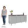 Balcão de Cozinha com Pia Inox 180cm 4 Portas Dallas Cinza Claro - Lumil Lumil Móveis - 5