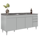 Ver imagem 1 de Balcão de Cozinha com Pia Inox 180cm 4 Portas Dallas Cinza Claro - Lumil Lumil Móveis