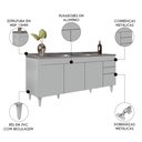 Ver imagem 3 de Balcão de Cozinha com Pia Inox 180cm 4 Portas Dallas Cinza Claro - Lumil Lumil Móveis