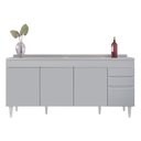 Ver imagem 6 de Balcão de Cozinha com Pia Inox 180cm 4 Portas Dallas Cinza Claro - Lumil Lumil Móveis