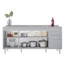 Ver imagem 7 de Balcão de Cozinha com Pia Inox 180cm 4 Portas Dallas Cinza Claro - Lumil Lumil Móveis