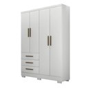 Ver imagem 1 de Guarda Roupa Solteiro com Pés 4 Portas 3 Gavetas - Encant-Branco - Móveis Novo Horizonte
