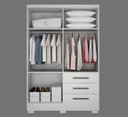 Ver imagem 5 de Guarda Roupa Solteiro com Pés 4 Portas 3 Gavetas - Encant-Branco - Móveis Novo Horizonte
