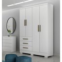Ver imagem 2 de Guarda Roupa Solteiro com Pés 4 Portas 3 Gavetas - Encant-Branco - Móveis Novo Horizonte