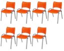 Ver imagem 2 de Cadeira Iso Base Cinza Escola, Escritório Laranja Kit 7 Un