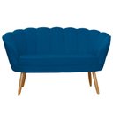Ver imagem 3 de Namoradeira Decorativa Estofada Para Salão de Beleza Pétala Suede Azul Royal - LM DECOR