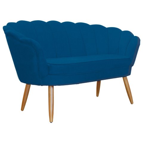Namoradeira Decorativa Estofada Para Salão de Beleza Pétala Suede Azul Royal - LM DECOR