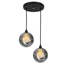 Lustres Pendentes Duplo Preto Harmony Bolinha Fumê - 1
