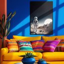 Ver imagem 4 de Quadro Decorativo Astronauta e Lua Moldura Cx Alta 100x66 Arte na Arte Moldura Preta