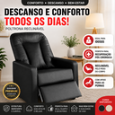 Ver imagem 3 de Poltrona do Papai Reclinável Compacta para Descanso e Idosos Corino Preto Sala Slim Top Sofás
