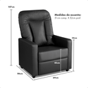 Ver imagem 4 de Poltrona do Papai Reclinável Compacta para Descanso e Idosos Corino Preto Sala Slim Top Sofás