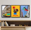 Ver imagem 1 de Kit 3 Quadros Decorativos Fotos Portugal 45x34cm:madeira Branca