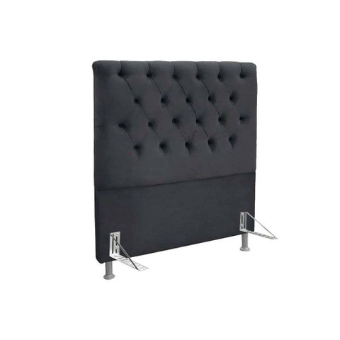 Cabeceira Cama Box Estofada Solteiro Solteiro Embaixatriz Suede Cinza - Simbal