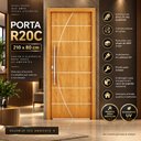 Ver imagem 2 de Porta Frisada R20C 210x80 cm Design Moderno Estrutura em Pinus e Acabamento UV.:Cerejeira