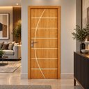 Ver imagem 3 de Porta Frisada R20C 210x80 cm Design Moderno Estrutura em Pinus e Acabamento UV.:Cerejeira