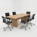 Ver imagem 2 de Kit 7 Peças com Mesa de Reunião e 6 Cadeiras Escritório Esteirinha Corino Espresso Móveis Marrom/Preto
