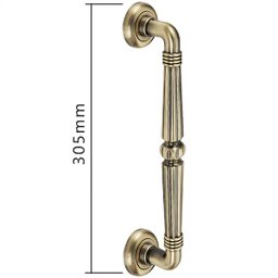 Puxador Duplo Victoria 305mm Bronze Antigo Porta Pivotante Correr Passagem Madeira Vidro Rústico - 7