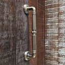 Ver imagem 5 de Puxador Duplo Victoria 305mm Bronze Antigo Porta Pivotante Correr Passagem Madeira Vidro Rústico