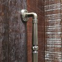 Ver imagem 6 de Puxador Duplo Victoria 305mm Bronze Antigo Porta Pivotante Correr Passagem Madeira Vidro Rústico