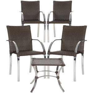 Jogo de 4 Cadeiras Ascoli com Mesa de Centro Chocolate